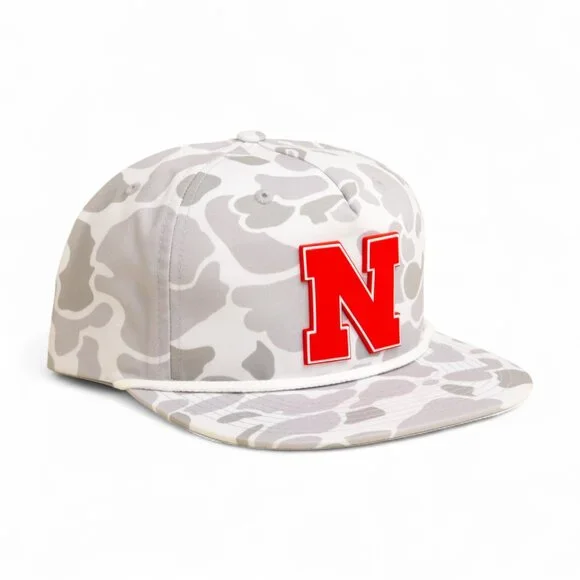 Nebraska Cornhuskers Scarlet 3D Umpqua Rope Hat- Blizzard Duck Camo/ White - Picture 2 of 3